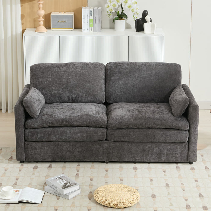 Cozy Upholstered Plush Cushion Loveseat Sofa For Living Room