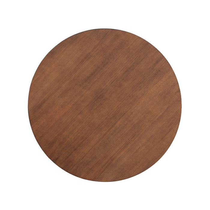 5 Piece Indoor Dining Set, Round Table & 4 Brown Arm Chairs - Beige / Brown / Cherry