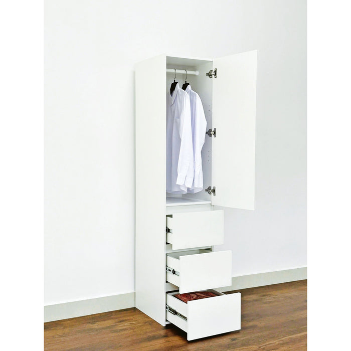Elise - Slim Modular Wood Closet Cabinet With Drawers In Durable Melamine And Wood 71" Height - White