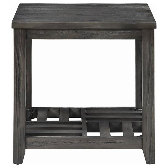 Rectangular End Table With Plank Shelf - Gray