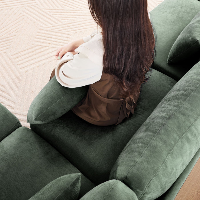 Stylish Sofa With Ottoman And Lumbar Pillows, Ergonomic Design