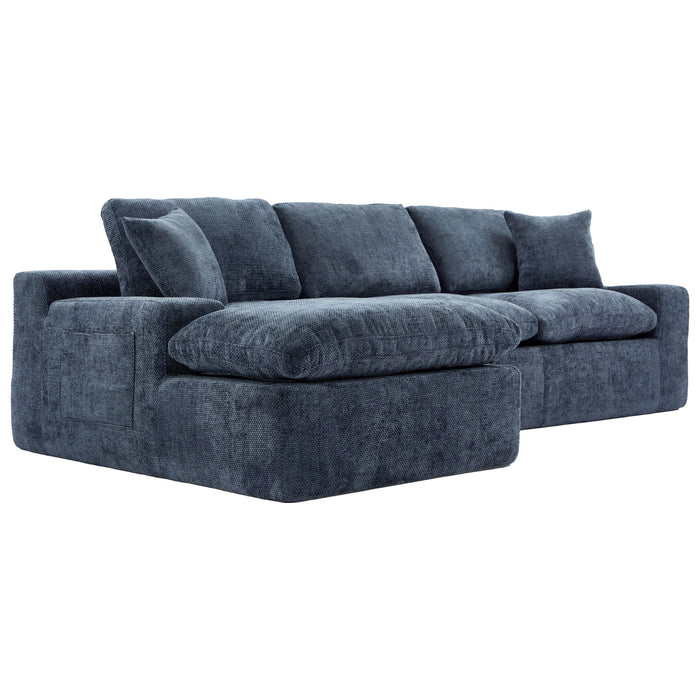 Cloud Sectional Sofa With Double Layer Cushion And Side Pockets, Free-Combined
