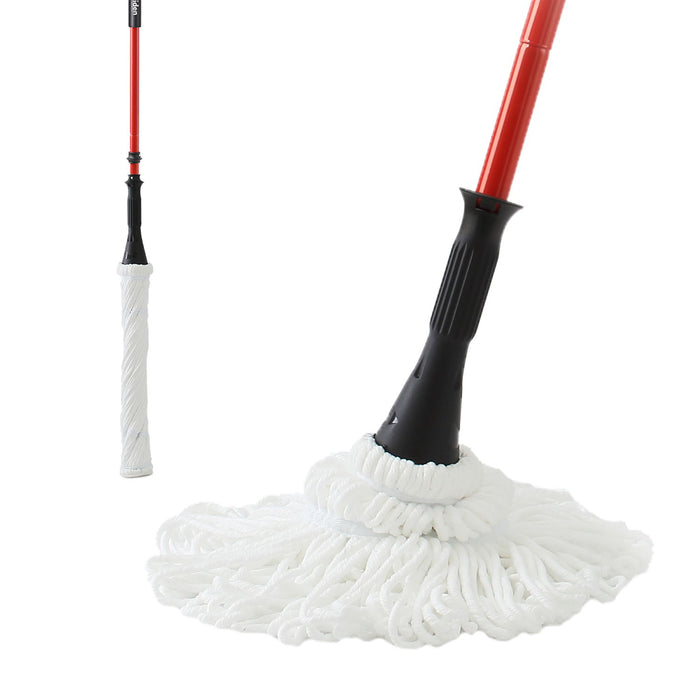 Ultra Fine Fiber Twist Mop With 57.5 Inch Long Handle For Dry And Wet Floor Cleaning - Red
