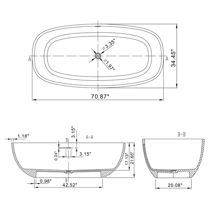Freestanding Bathroom Bathtub With Ergonomic Design