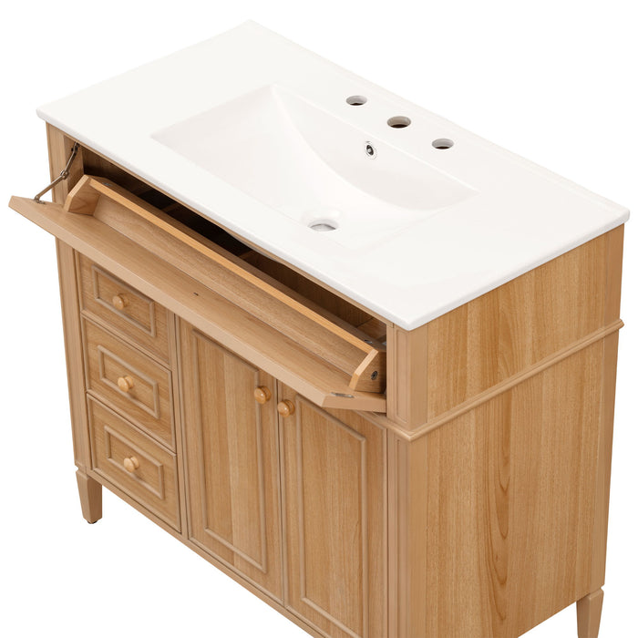 Bathroom Vanity With Sink, 3 Drawers & 2 Doors