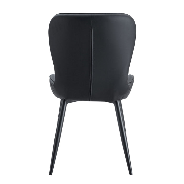 Minimalist Ergonomic Dining Chair (Set of 4) With Curved Cushions And Metal Frame - Black