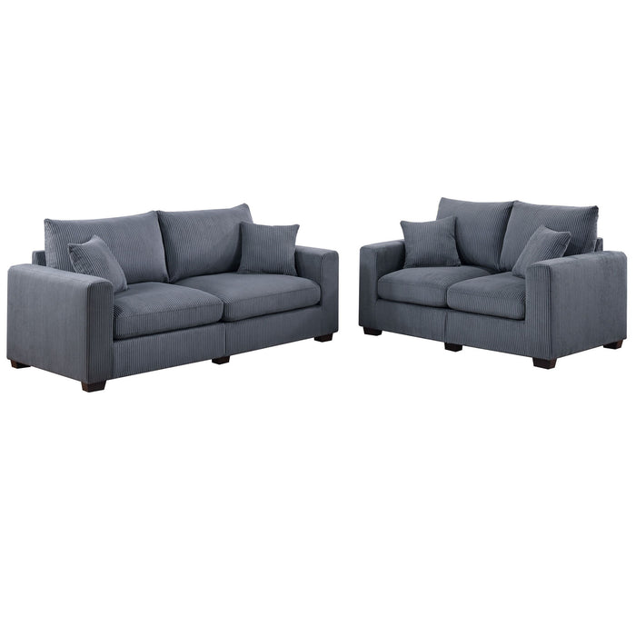 2 Piece Contemporary Style Sofa Set With Matching Pillows