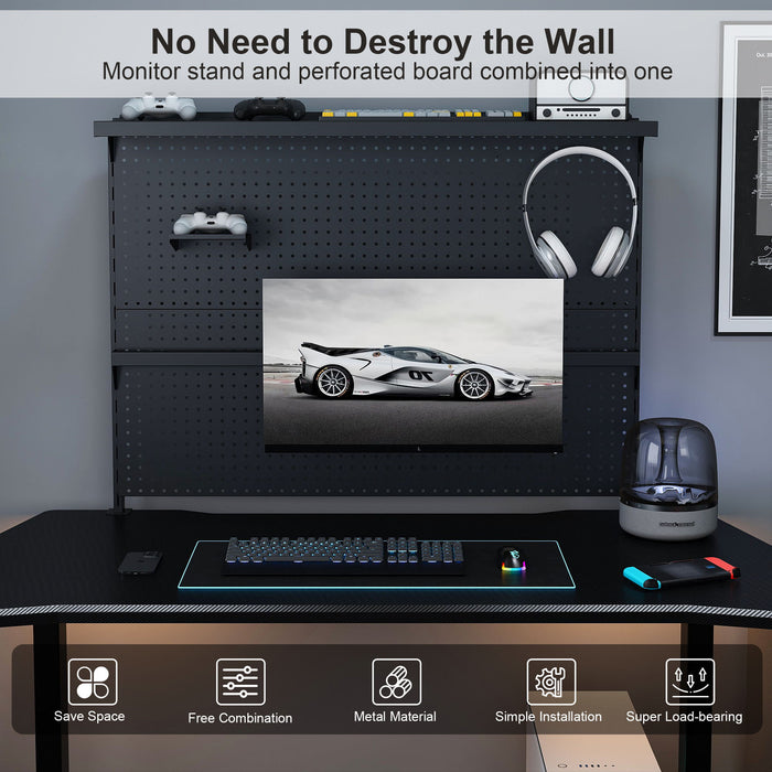 Clamp On Desk Pegboard With Single Monitor Stand