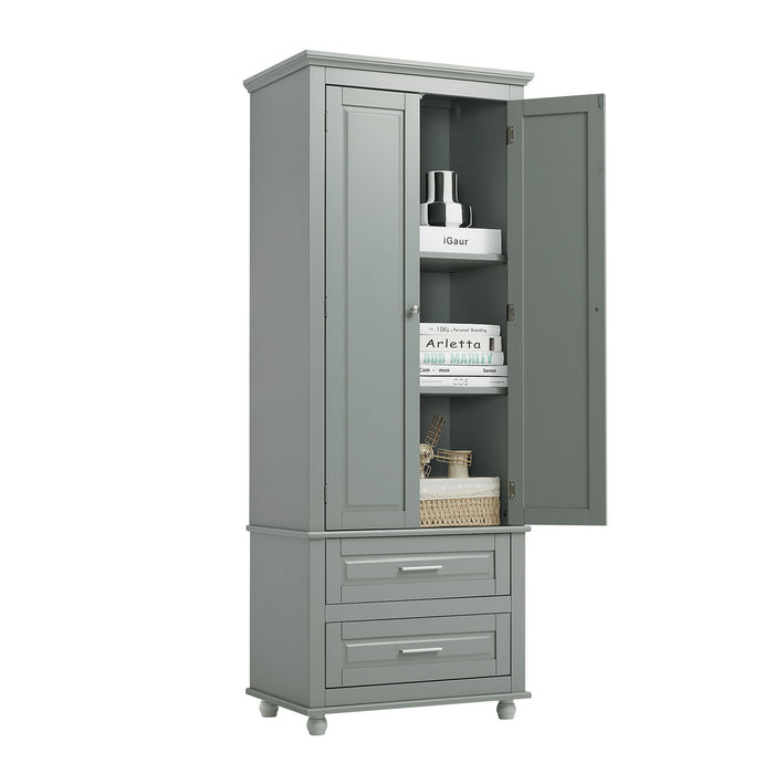 Tall Storage Cabinet With 2 Drawers For Bathroom