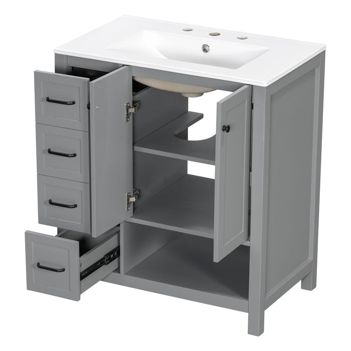 Bathroom Vanity With Sink Top, Bathroom Vanity Cabinet With 2 Doors And 2 Drawers, Open Shelf