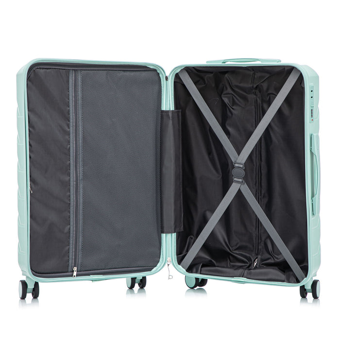 Hard Shell Luggage With Scratch Resistant Surface, 4 Wheels, Combination Lock & Side Hooks