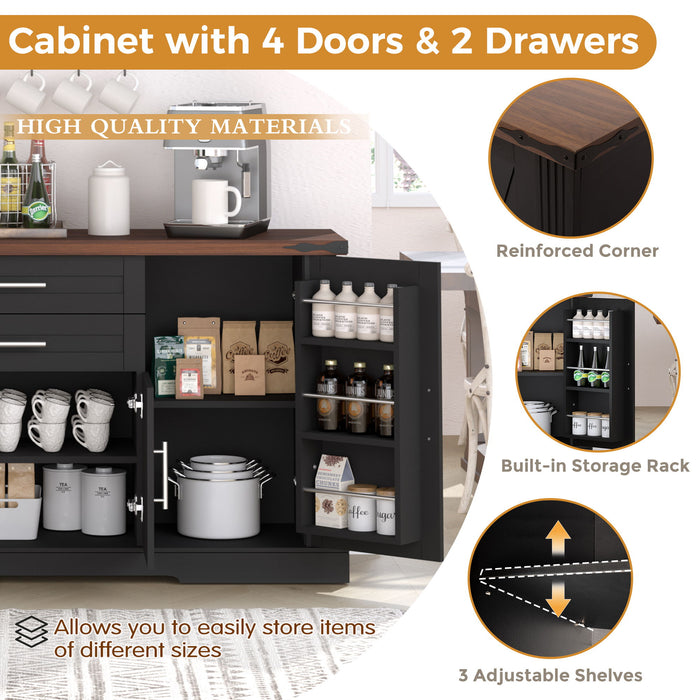 Barn Door Storage Cabinet With 2 Drawers & Door Rack, Adjustable Shelves