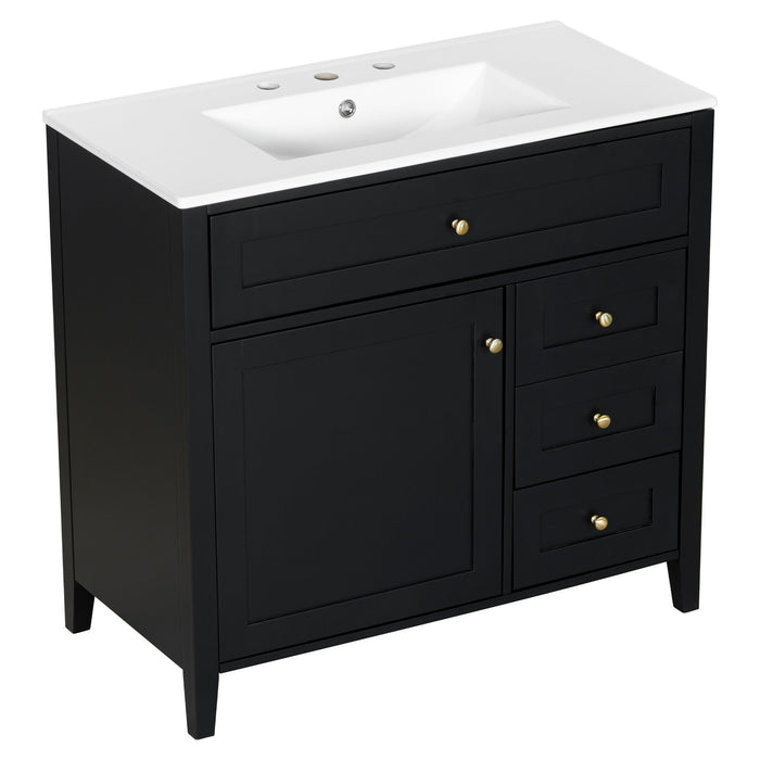 Bathroom Vanity With Sink, Cabinet With 3 Drawers And Adjustable Shelf