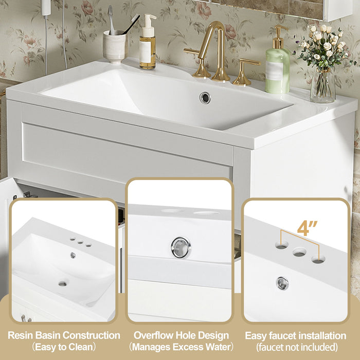 Bathroom Vanity With 2 Doors, 2 Drawers, Adjustable Shelf, Hidden Slides & Soft Close Hinges