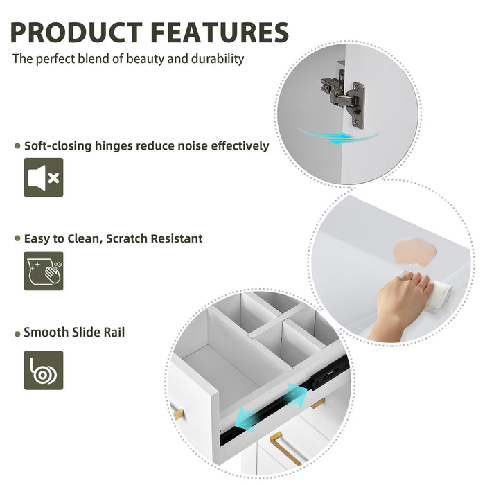 Modern Bathroom Vanity With Ceramic Sink, Freestanding Set With Drawers And Soft-Closing Doors