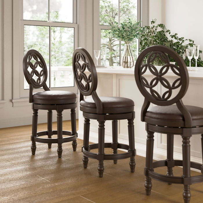 Stool With Back And Swivel Upholstered Seat