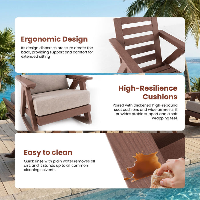 Outdoor Patio Club Chair With Sunbrella Cushions - Brown
