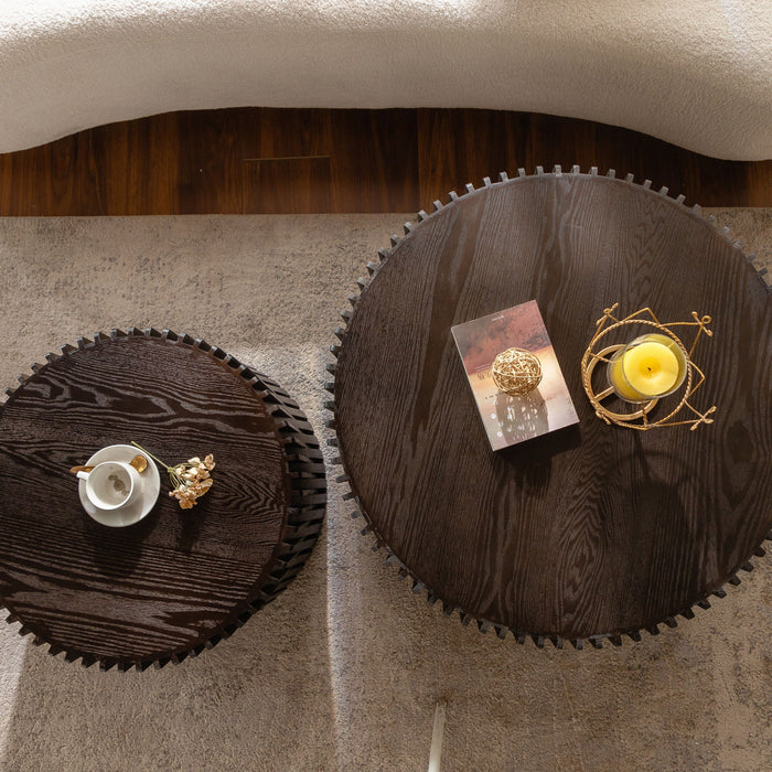 Cylindrical Coffee Table With Vertical Texture Relief
