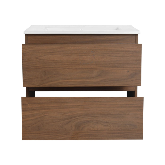 Wall Mounted Bathroom Vanity & Sink, 2 Soft Close Drawers