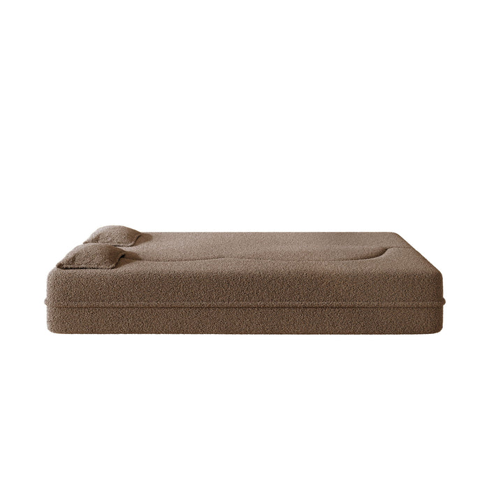 Modern Floor Sleeper Sofa Bed With 2 Pillows, Convertible Twin Size Folding Mattress For Living Room