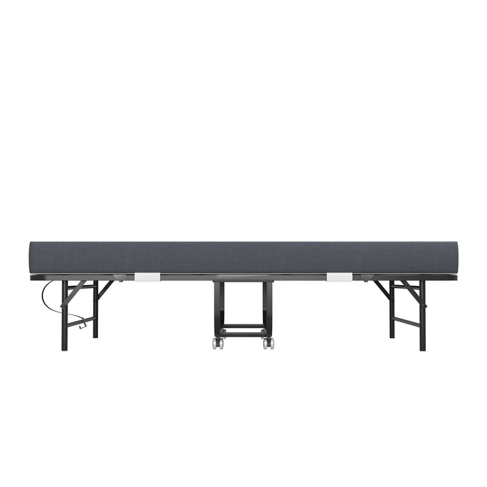 Twin Extra Long Folding Bed For Tall People, Heavy-Duty Rollaway Guest With Memory Foam Mattress - Black