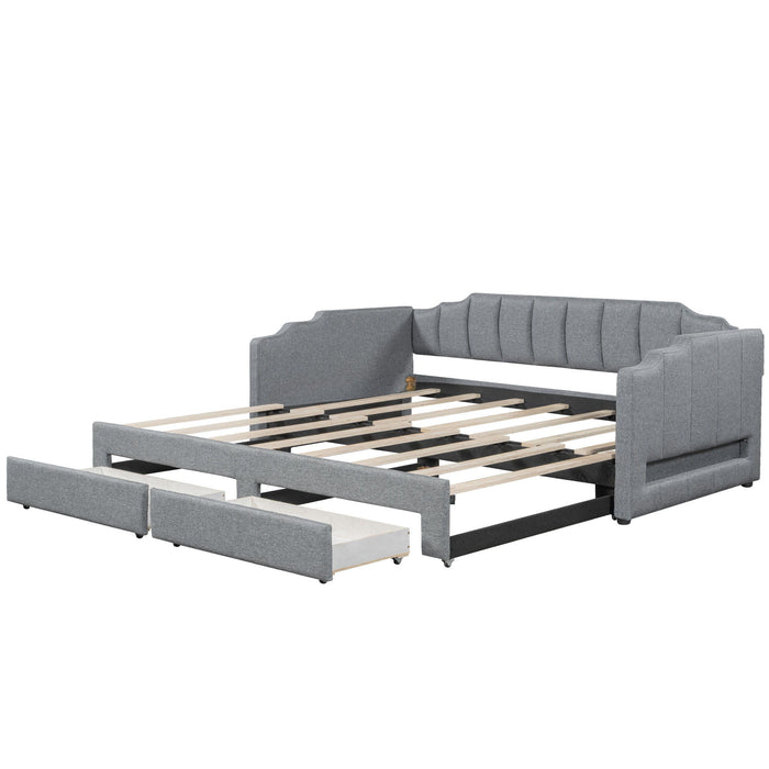 Extendable Daybed With LED Light And 2 Storage Drawers