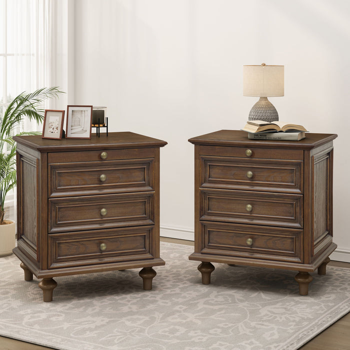 Farmhouse Nightstand With 4 Drawers