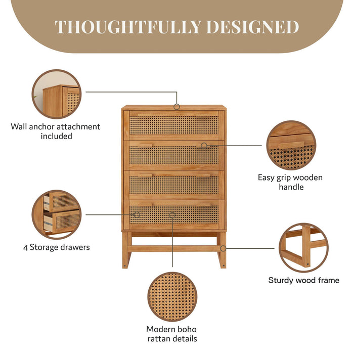 Talo - 4 Drawer Dresser - Natural