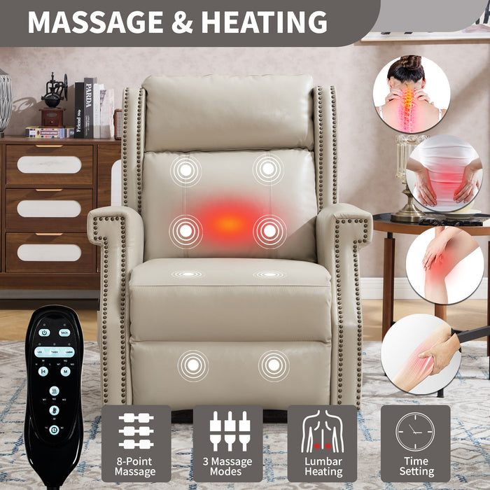 Manual Recliner Chair With Heavy Duty Motion Mechanism, 8 Vibrating Nodes And 3 Massage Modes For Living Room