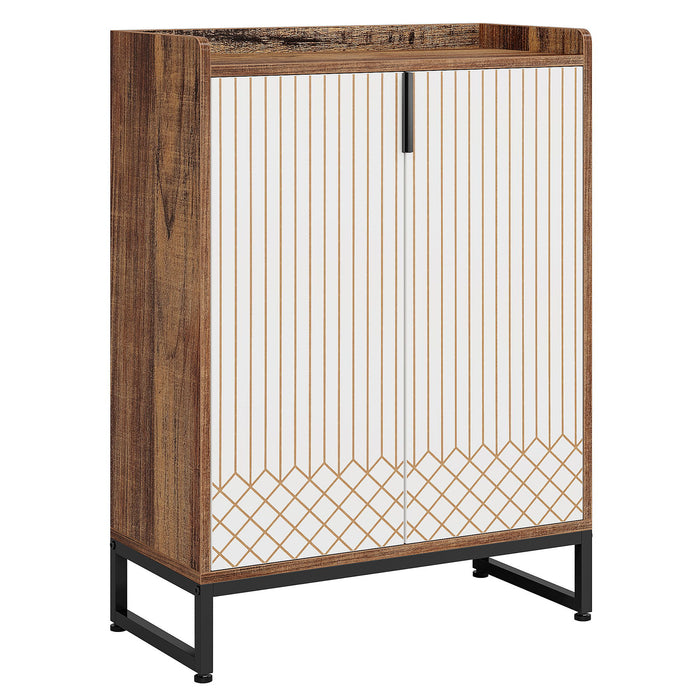 5 Tier Shoe Cabinet With Doors, Compact Entryway Storage Organizer