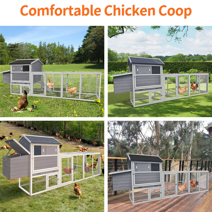 Chicken Coop, Large Outdoor Hen House With Run And Nesting Box Poultry Cage