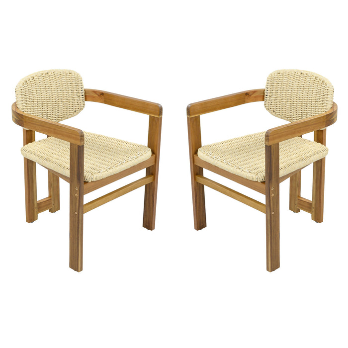 Outdoor Accent Armchairs For Patio (Set of 2) - Natural / Teak