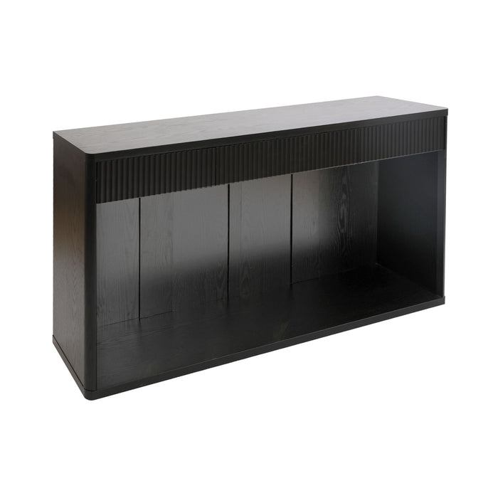 Fluted Console Table With 3 Drawers, Long Sofa Table Behind Couch For Living Room - Black