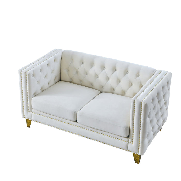 Upholstered Couch Sofa With Button Tufting For Living Room