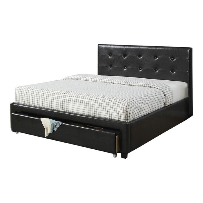 Bed With Tufted Headboard And Storage Drawer