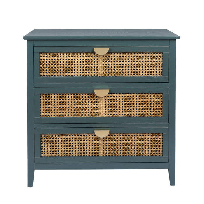 3 Drawer Cabinet, Natural Rattan, American Furniture