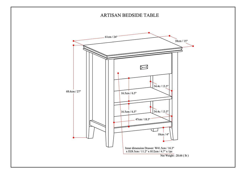 Artisan - Bedside Table - Light Brown