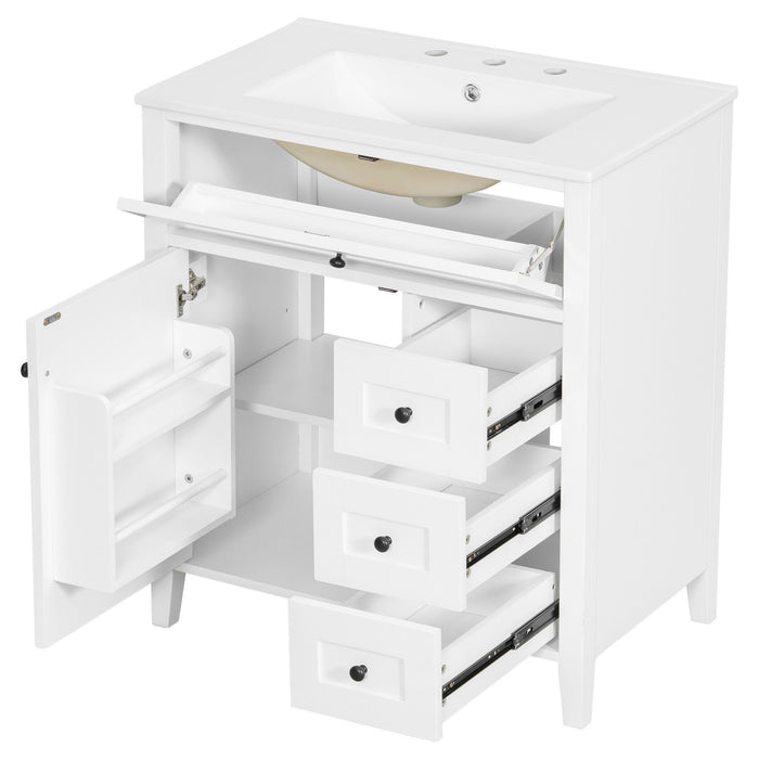 Bathroom Vanity With Sink, 3 Drawers And Adjustable Shelf