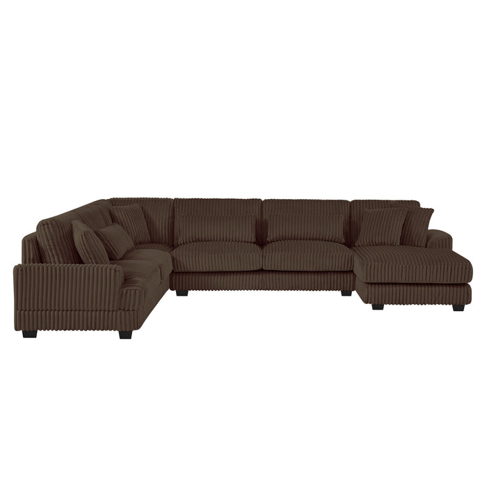 Oversized Sectional Sofa U - Shaped Sofa Couch Modern Sofa Upholstered In Soft Corduroy With A Chaise Lounge For Living Room