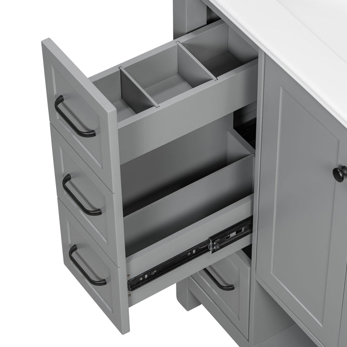 Bathroom Vanity With Sink Top, Bathroom Vanity Cabinet With 2 Doors And 2 Drawers, Open Shelf