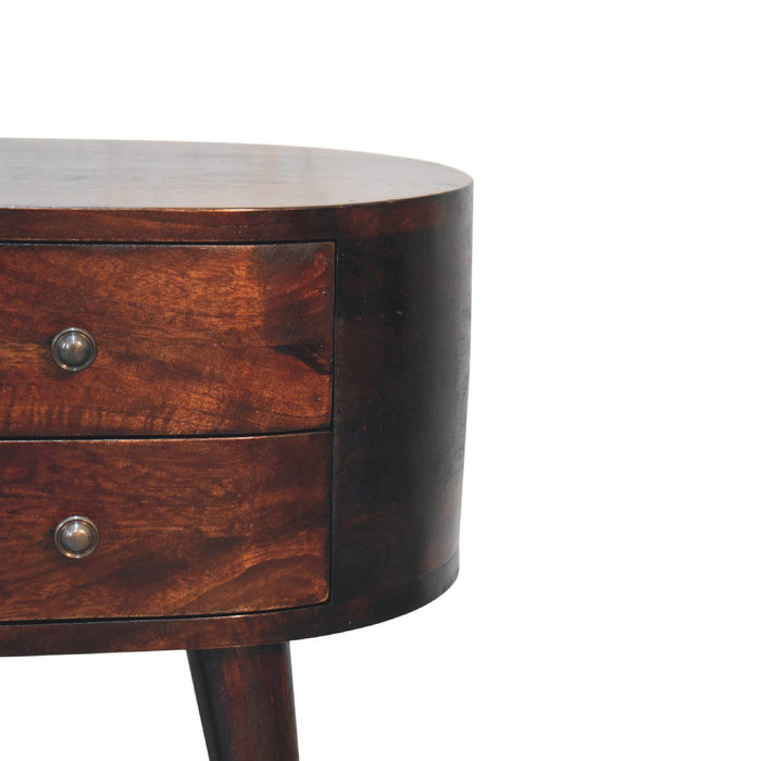 Rounded Bedside Table - Walnut