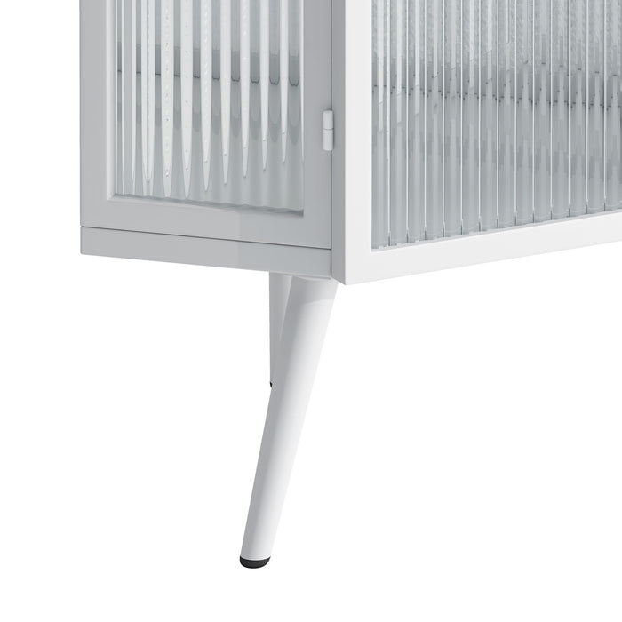 Corner Cabinet With Door And Shelves For Bathroom - White