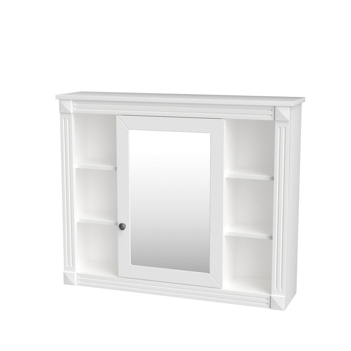Wall Mounted Bathroom Storage Cabinet With Mirror, Cabinet With 6 Open Shelves And Adjustable Interior