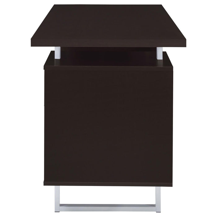 2 Drawer Floating Top Office Desk, Storage Features - Cappuccino
