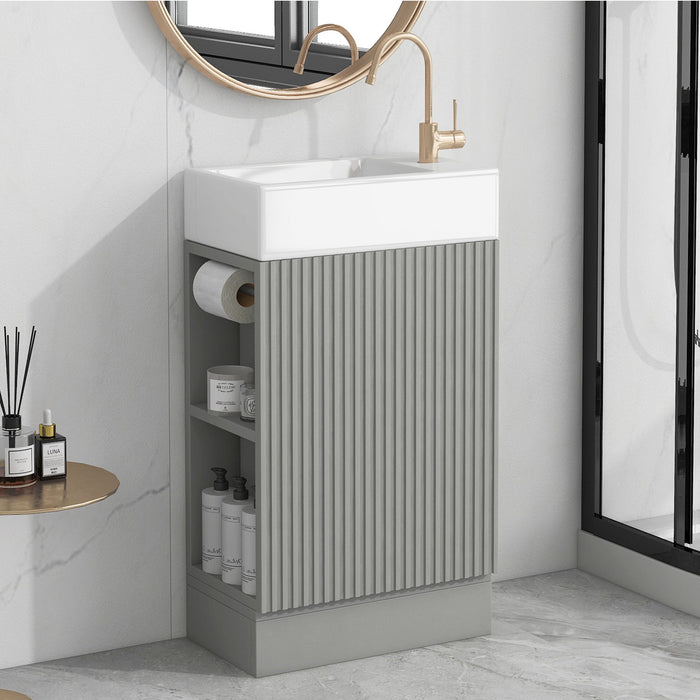 Modern Bathroom Vanity With Sink And 2 Tier Shelf