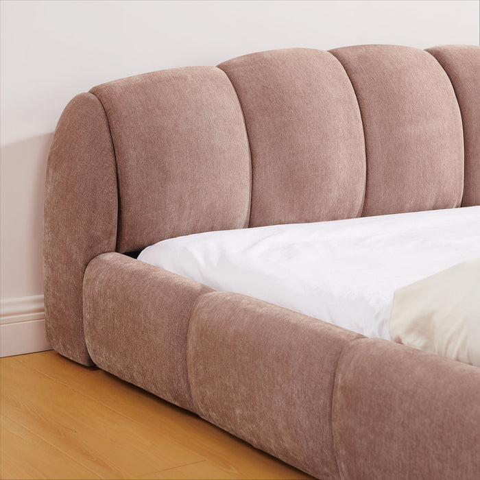 Upholstered Platform Bed Frame, Low Profile Floor Bed, No Box Spring Required