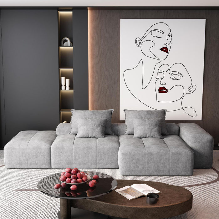 Modern Oversized, Modular Sectional Sofa With Pillows
