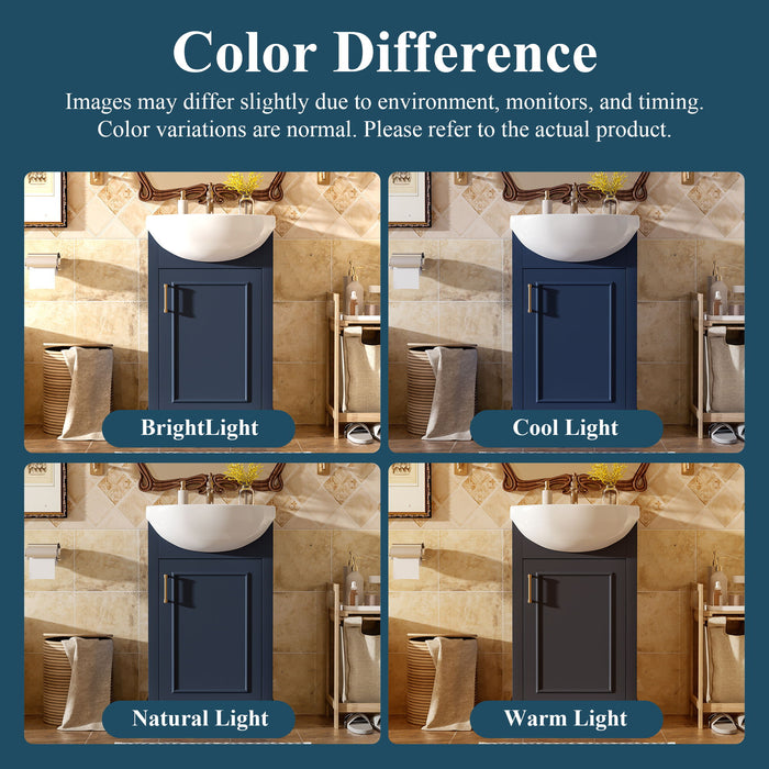 Bathroom Vanity With Bulged Sink, Cabinet, Soft-Close Door, Freestanding Single Unit