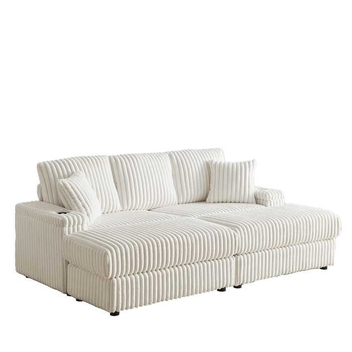 3 Seater Sofa With 2 Ottomans For Living Room