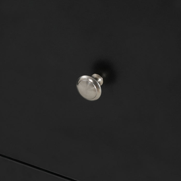 Mobile Kitchen Cart With Storage With 2 Doors, 3 Drawers & Adjustable Shelf - Black / Natural